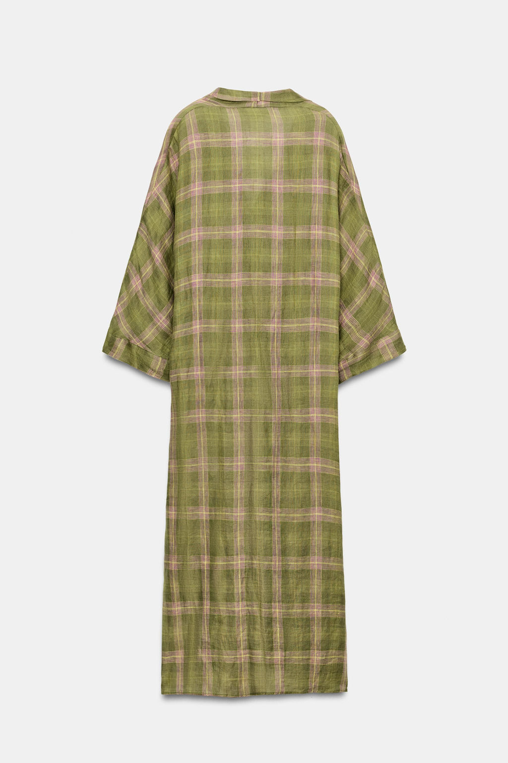 VESTIDO LINO CUADROS ZW COLLECTION / Verde - Zara фото 5