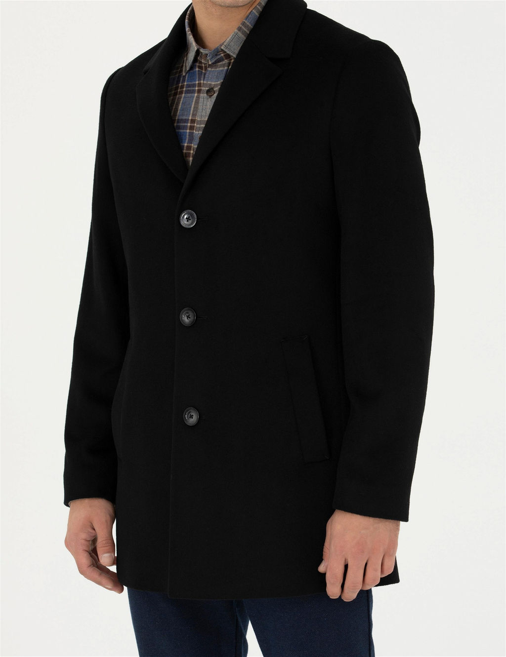 Siyah Y_n Kar___ml_ Ekstra Slim Fit Ka_e Kaban