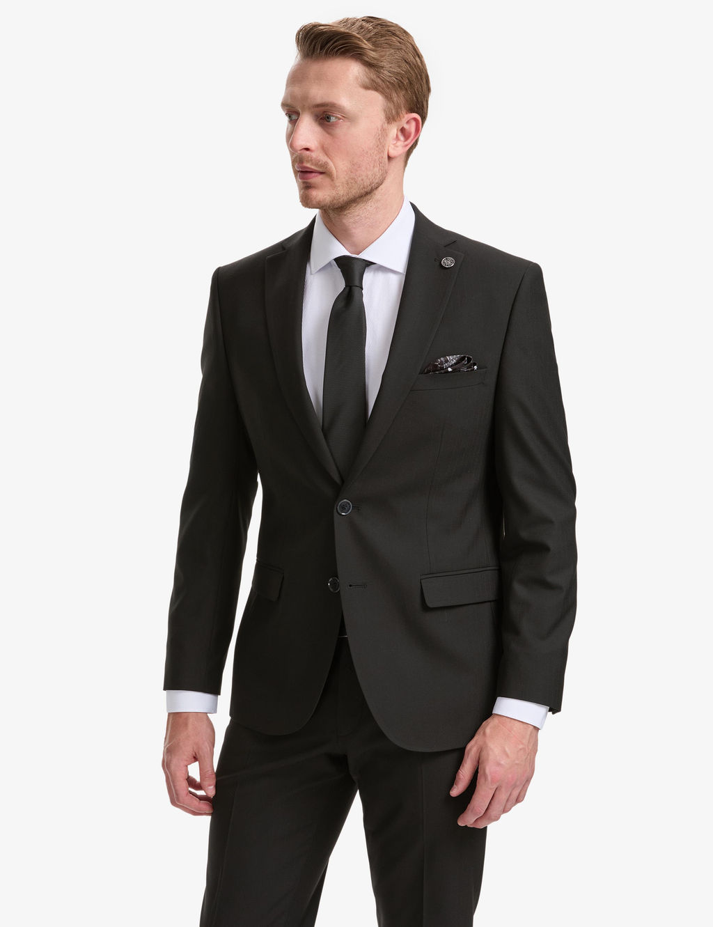 Siyah Slim Fit Tak_m Elbise
