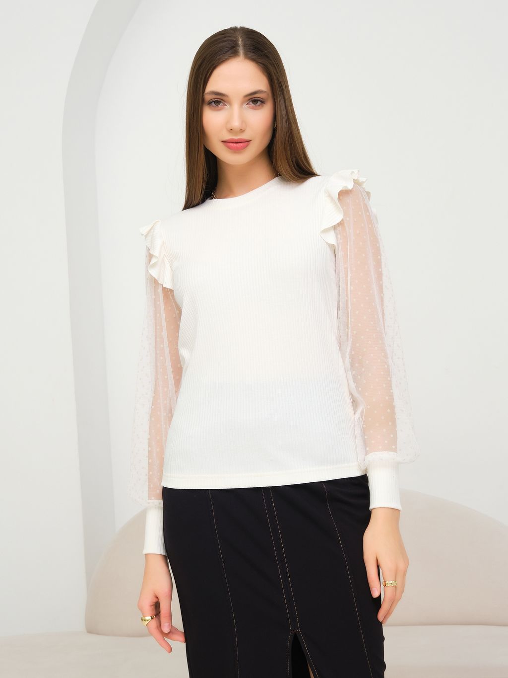 Джемпер с рукавами из сетки - Stilla фото 15