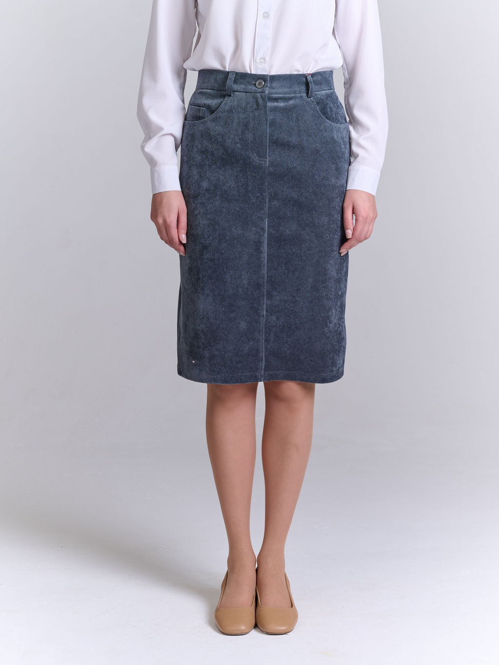Вельветовая юбка прямого кроя