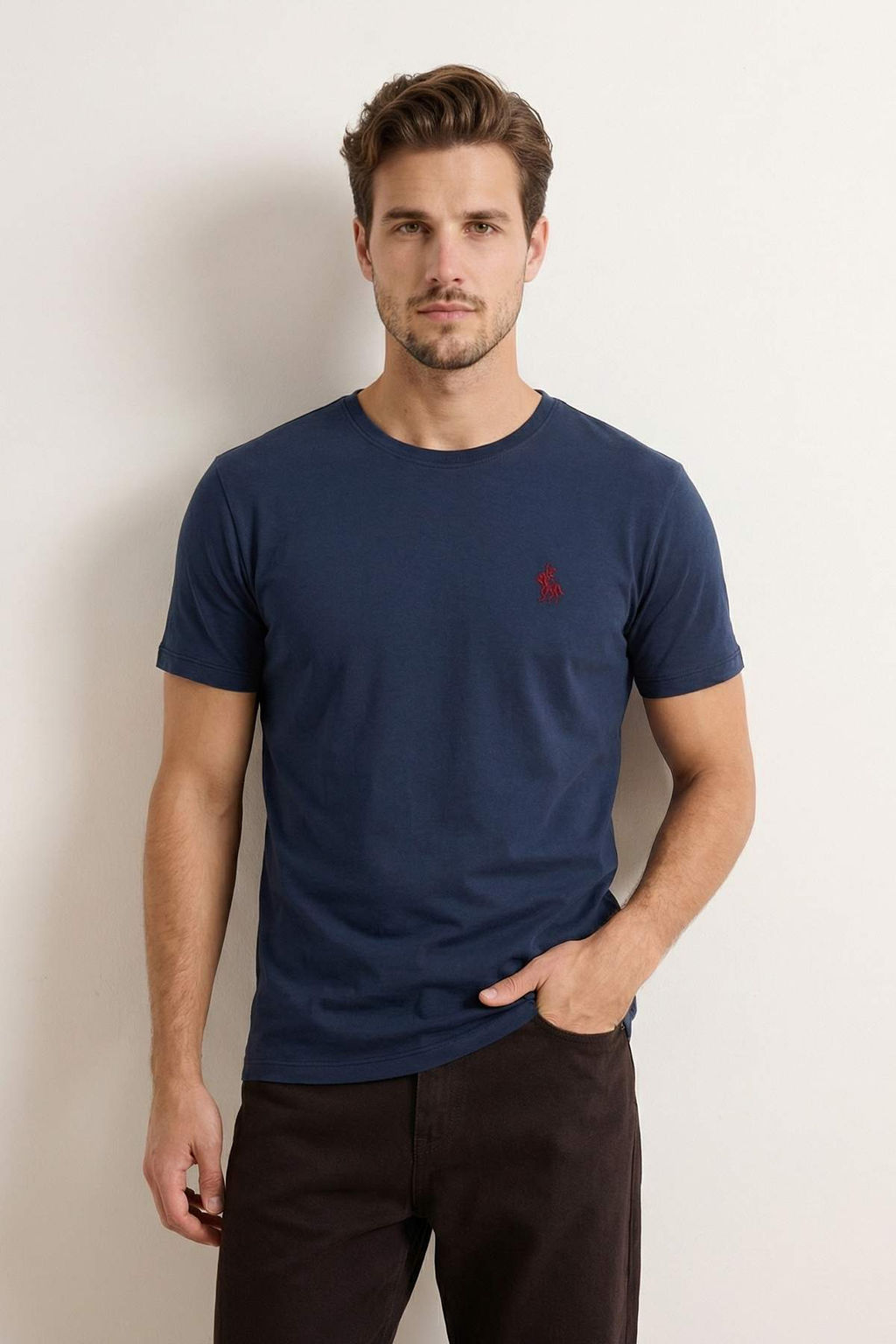 Lacivert - Beyaz Regular/Rahat Kesim 2 li Paket T-Shirt TMNSS26TS00023 - Trendyolmilla фото 7