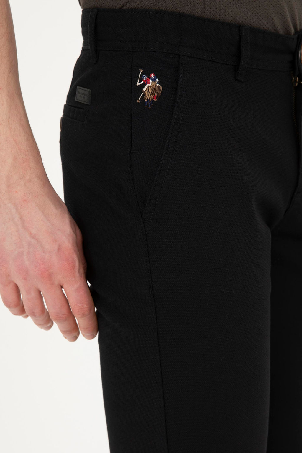Erkek Regular Fit Siyah Kanvas / Chino Pantolon