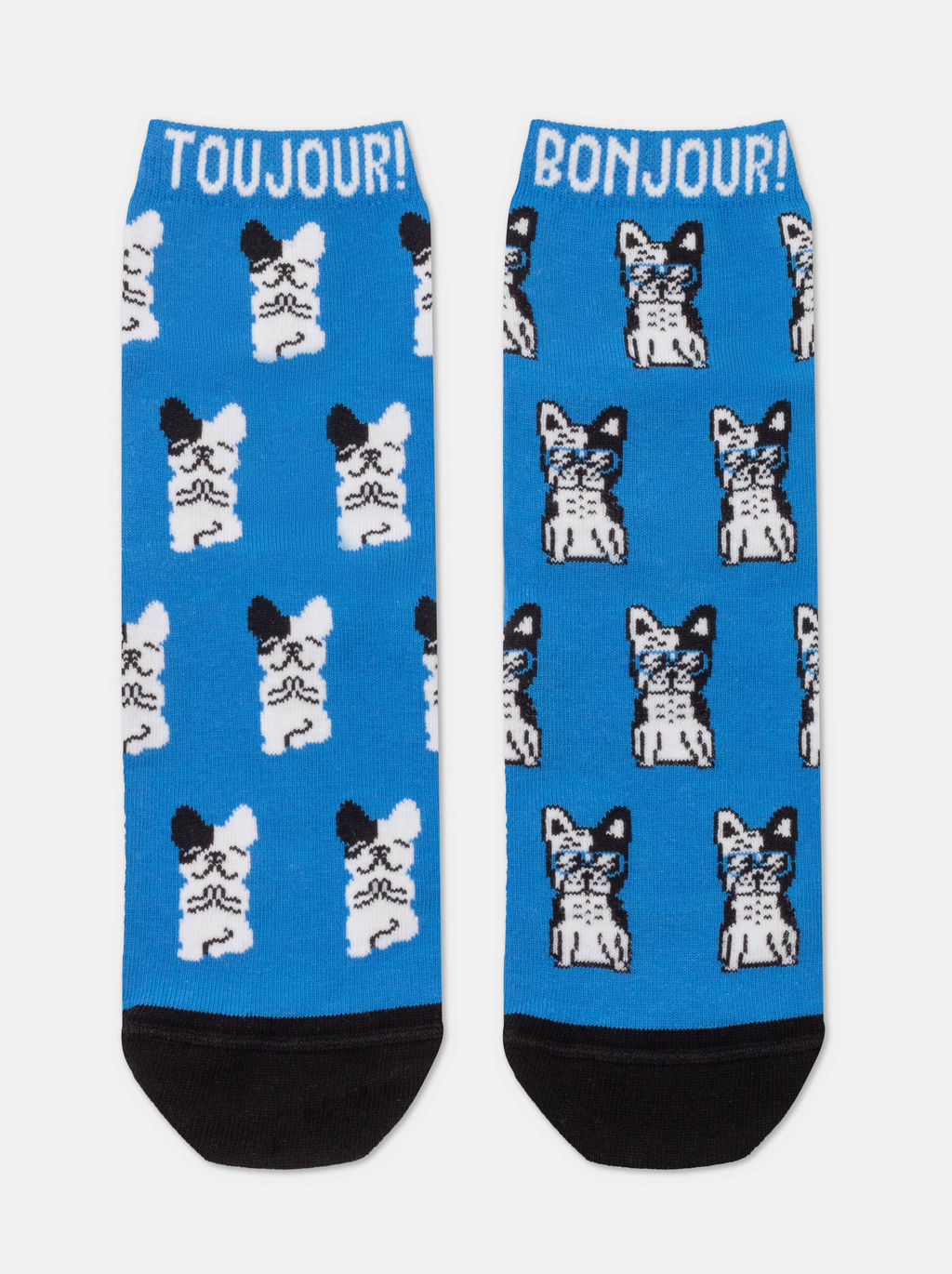Цена за 2 пары. Носки Классические CONTE Хлопковые носки с рисунком French bulldog синий - Conte elegant фото 3