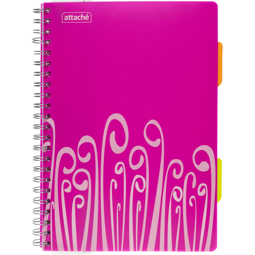 Бизнес-тетрадь А4,140 л,пласт обл, с разд,спир,ATTACHE FANTASY,розов  фото 2