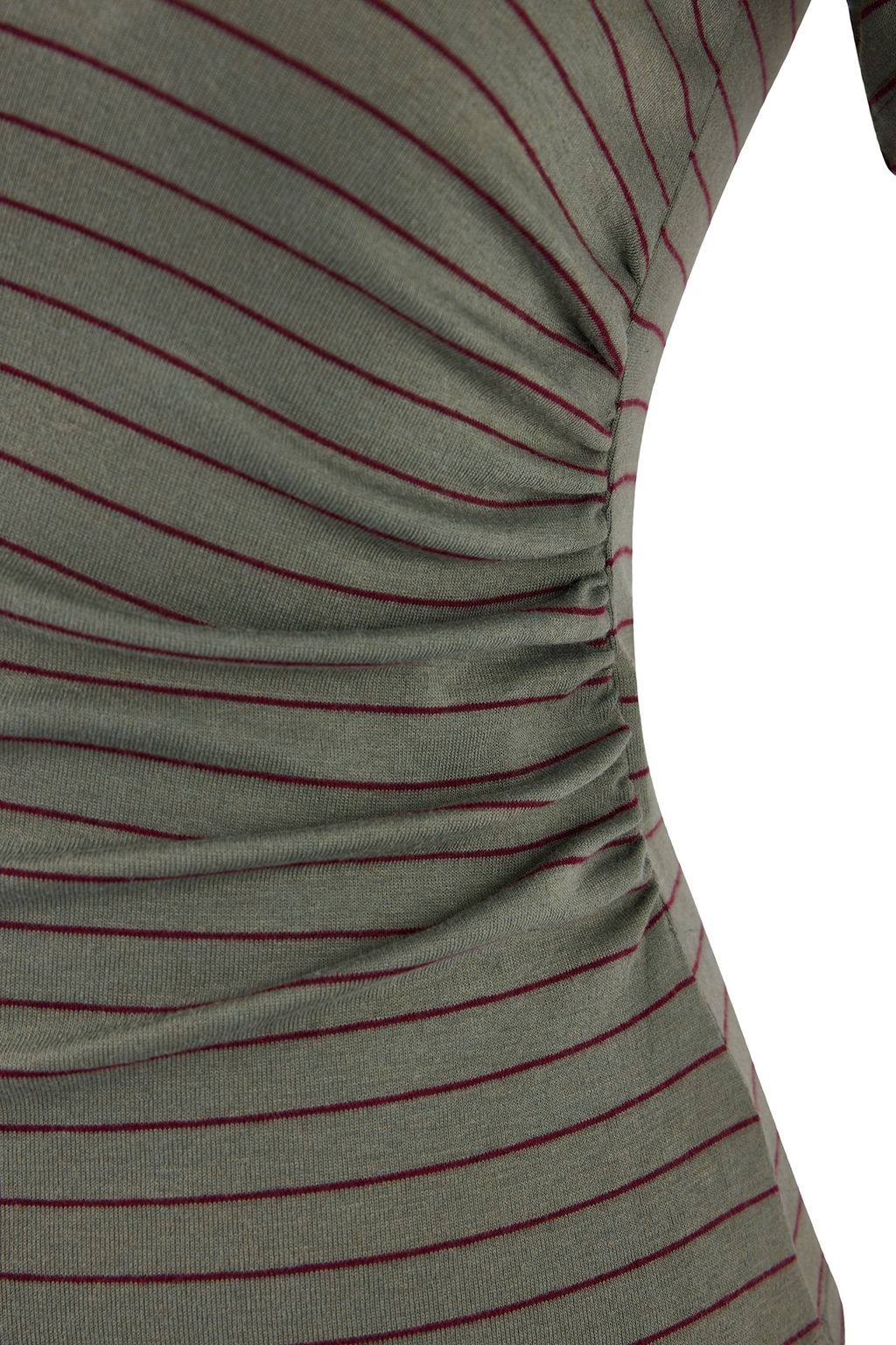 Mint Cizgili Fitted/Vucuda Oturan K?sa Kollu Buzgulu Yumusak Orme Bluz TWOSS26BZ00109