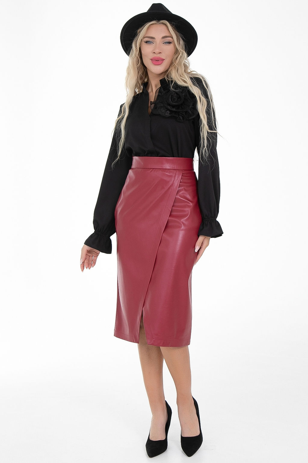 Юбка Люкс ( эко кожа вишня)