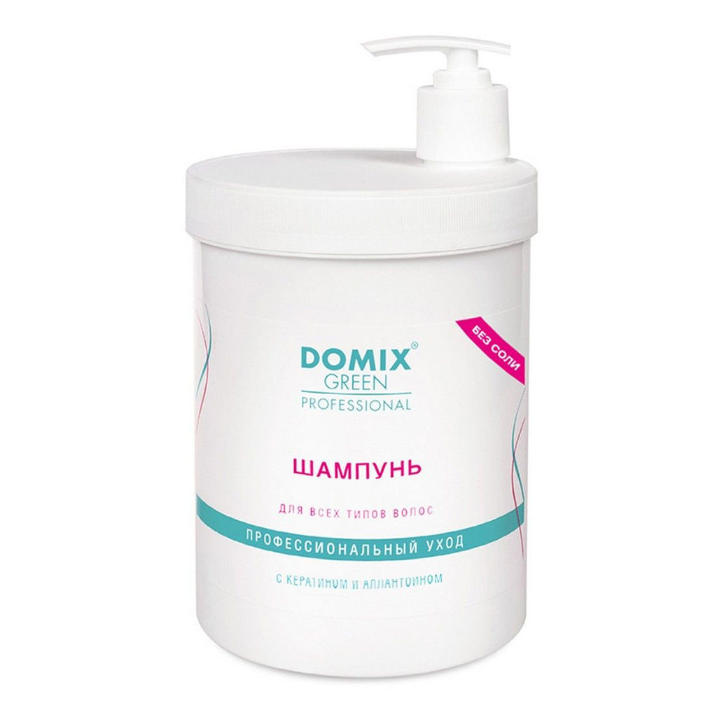 Domix Green Professional Шампунь для всех типов волос с кератином и аллантоином Без соли, 1000 мл