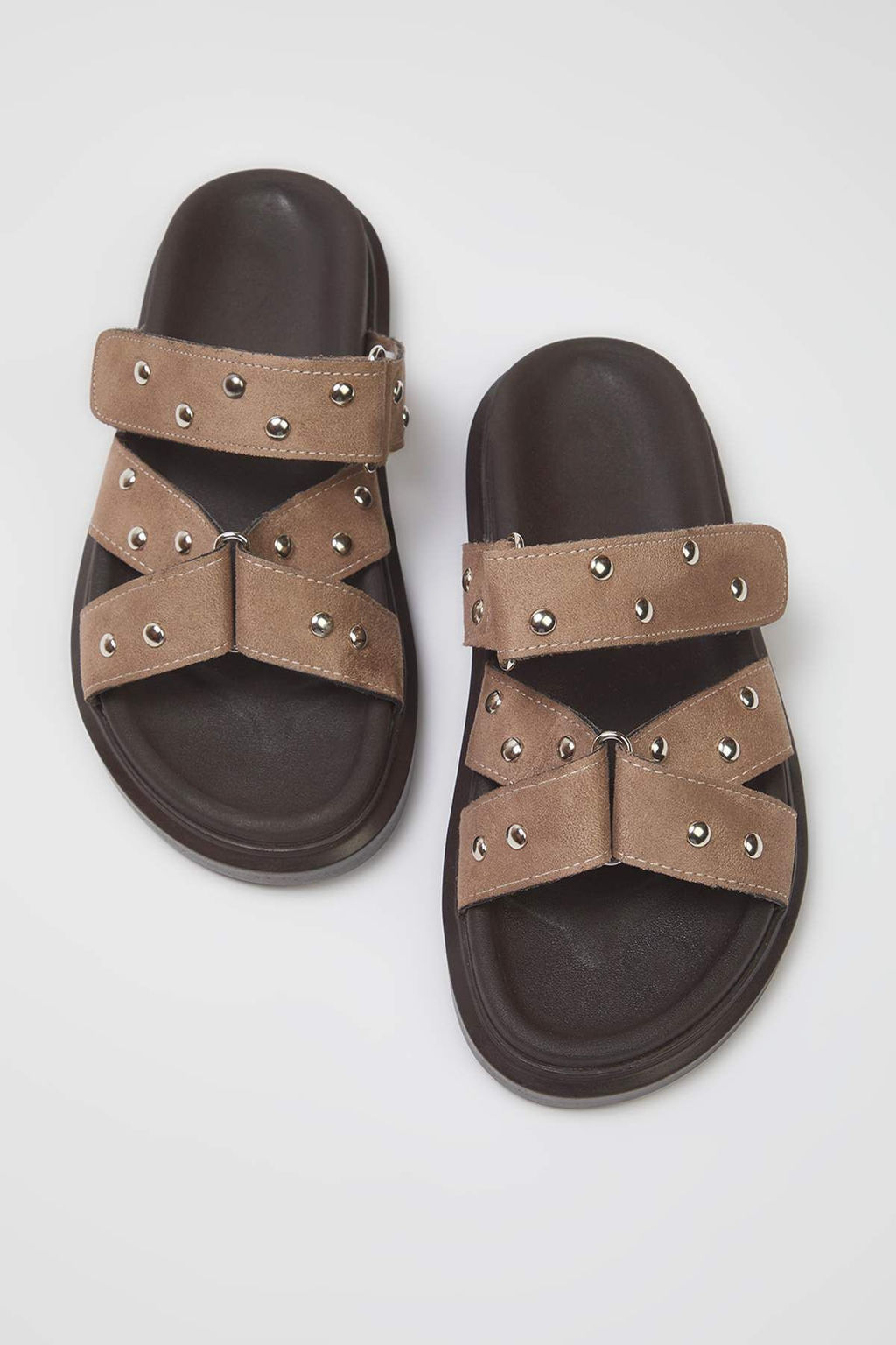 Trendyolmilla Shoes Vizon Suet Trok Tasl? Kad?n Terlik TAKSS25TE00036