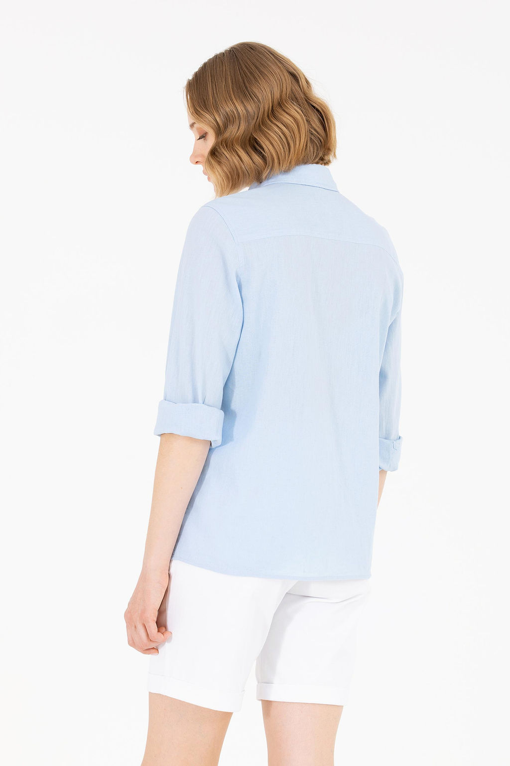 Женская голубая рубашка с длинным рукавом Basic - U.s. polo assn фото 5