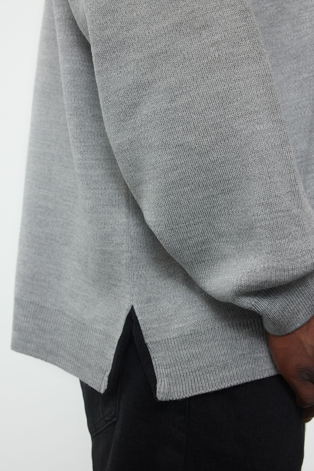 TRENDYOL MAN Siyah Buyuk Beden Oversize Fit Genis Kal?p Biye Detayl? Triko Kazak TMNAW24AN00000 - Trendyolmilla фото 4