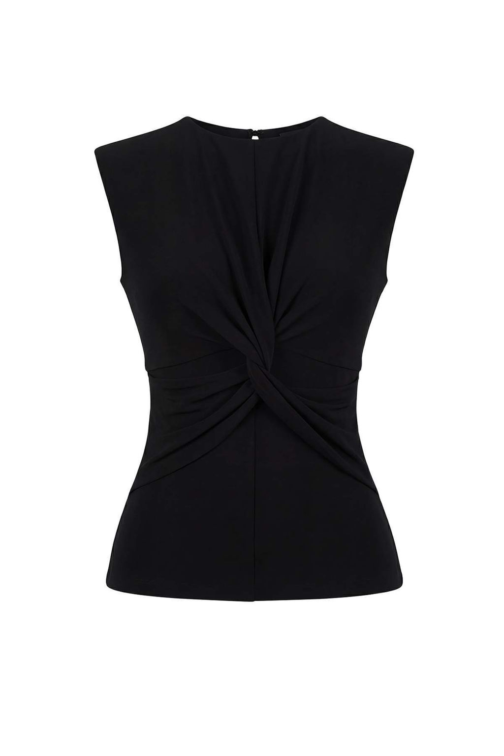 Siyah Duz Fitted Bisiklet Yaka Kolsuz Esnek Orme Bluz TWOSS26BZ00005