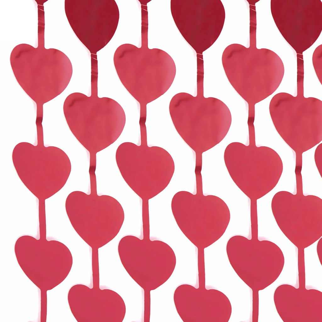 Цена за 2 шт. Занавес фольгированный "Сердце" ш1м, в2м (матовый), красный