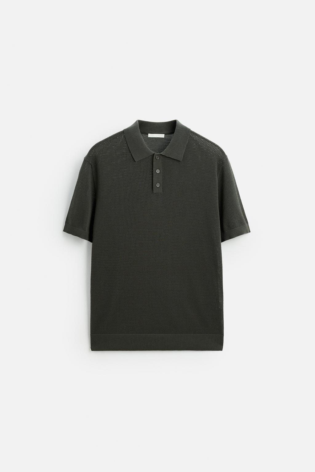 PERFORATED TEXTURED KNIT POLO SHIRT - Zara фото 6