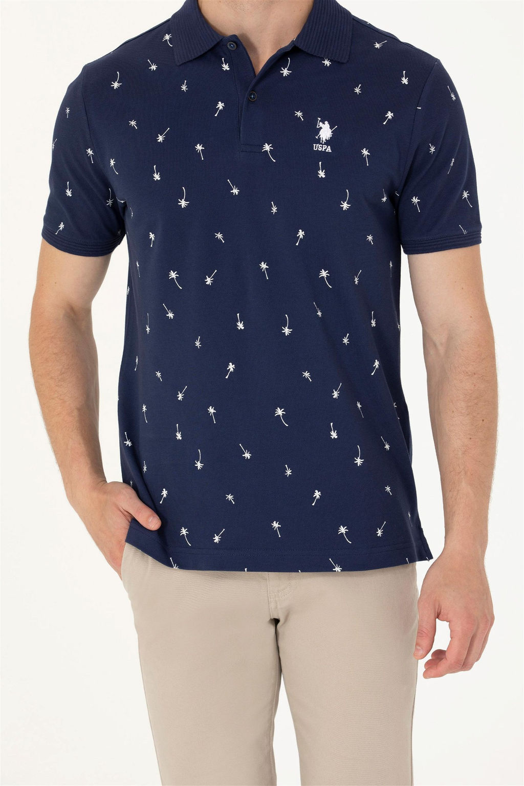 U. S. Polo Assn / Мужская темно-синяя футболка с воротником-поло - U.s. polo assn фото 6