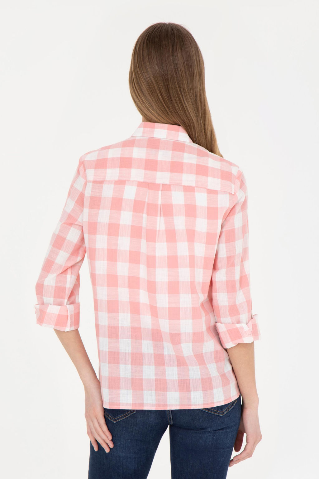 Женская рубашка лососевого цвета с длинным рукавом - U.s. polo assn фото 12