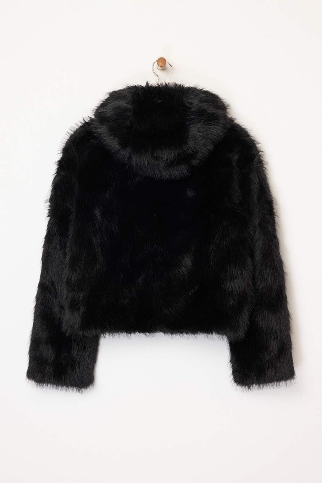 Siyah Oversize Kal?p Kapusonlu Kurk Mont TWOAW26MO00025