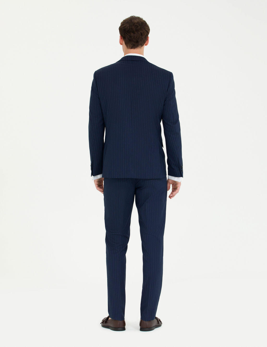 Lacivert Ekstra Slim Fit _izgili Tak_m Elbise