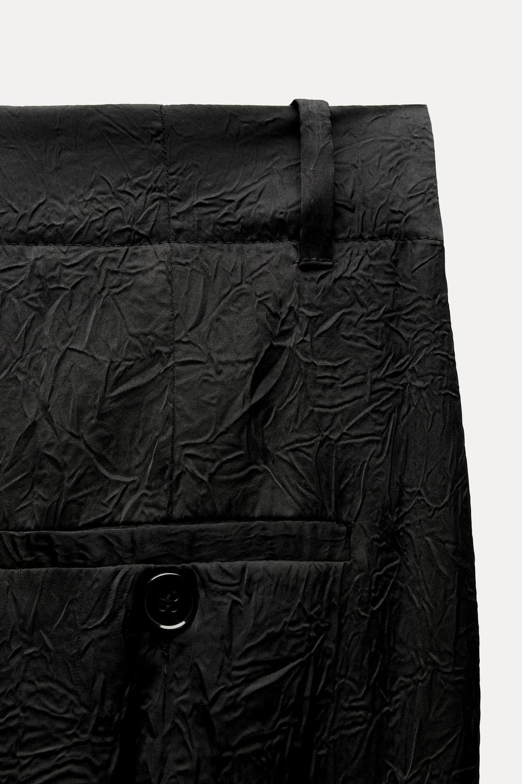 ZW COLLECTION CRINKLE-EFFECT SATIN TROUSERS - Zara фото 7