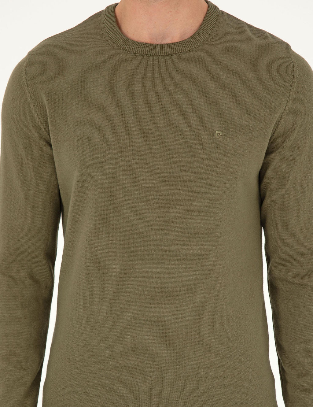 Koyu Haki Slim Fit Bisiklet Yaka Basic Triko Kazak - Pierre cardin фото 6