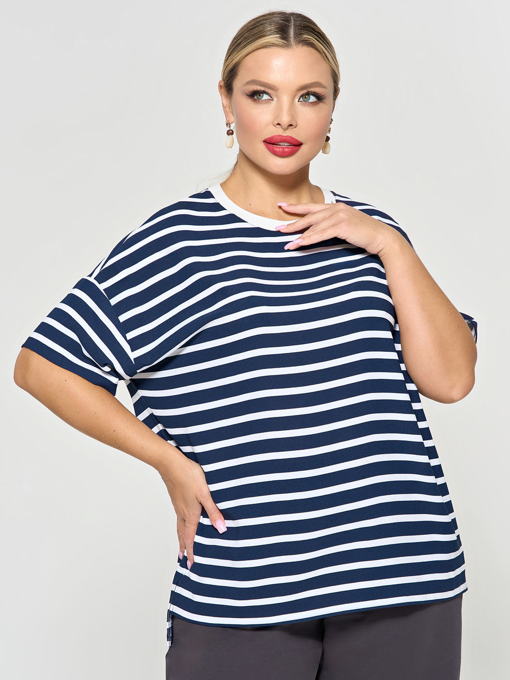 Блузка 0087-29 бело-синий