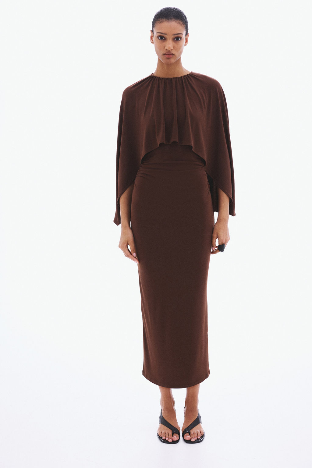 Vestido drapeado con capa decorativa - H&m фото 6