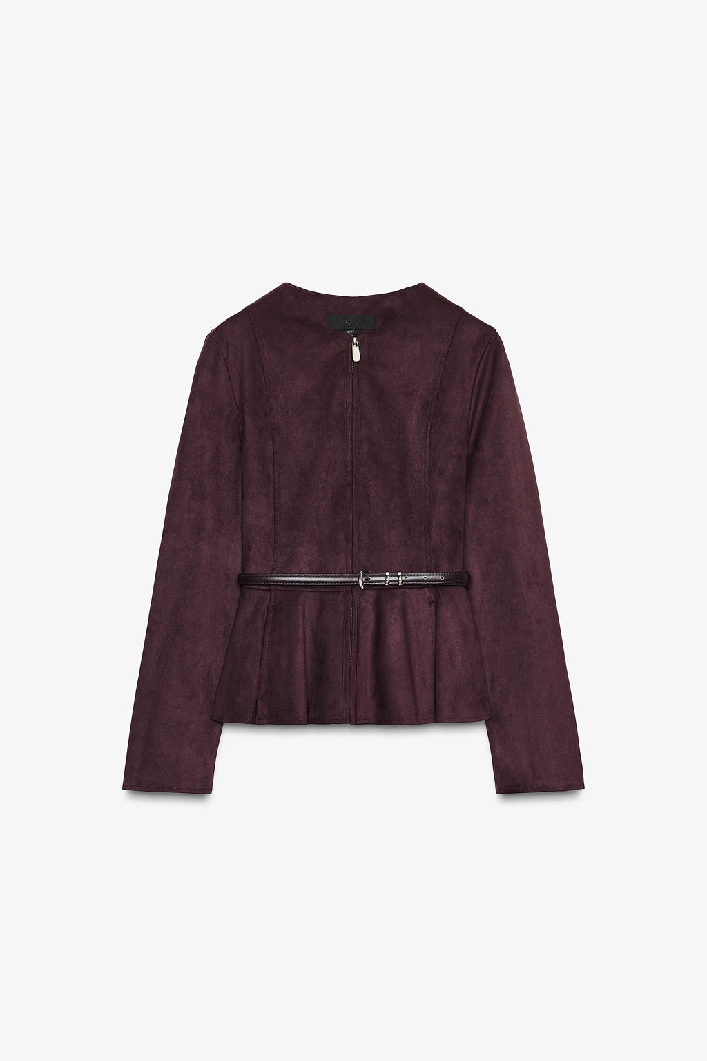 BELTED FAUX SUEDE PEPLUM JACKET - Zara фото 7