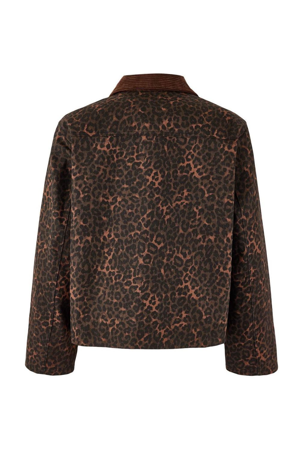 Cok Renkli-Kahverengi Kadife Yaka Detayl? Gabardin Leopar Desenli Ceket TWOSS26CE00014 - Trendyolmilla фото 4