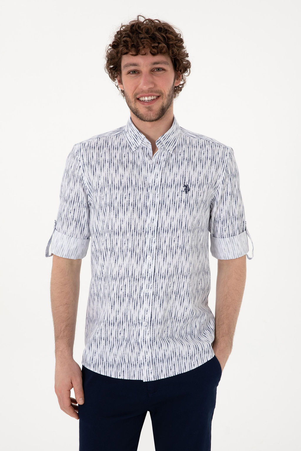 Erkek Beyaz Uzun Kollu G_mlek Sepette S_rpriz _ndirim - U.s. polo assn фото 3