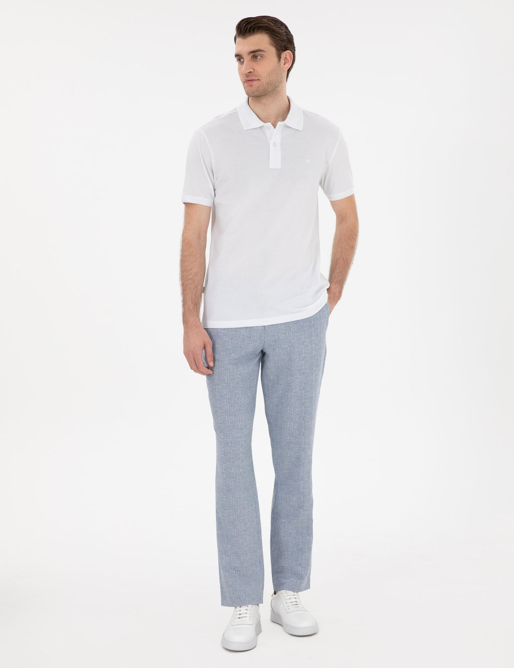 Beyaz Slim Fit K_vr_lmaz Polo Yaka Basic Ti__rt - Pierre cardin фото 4