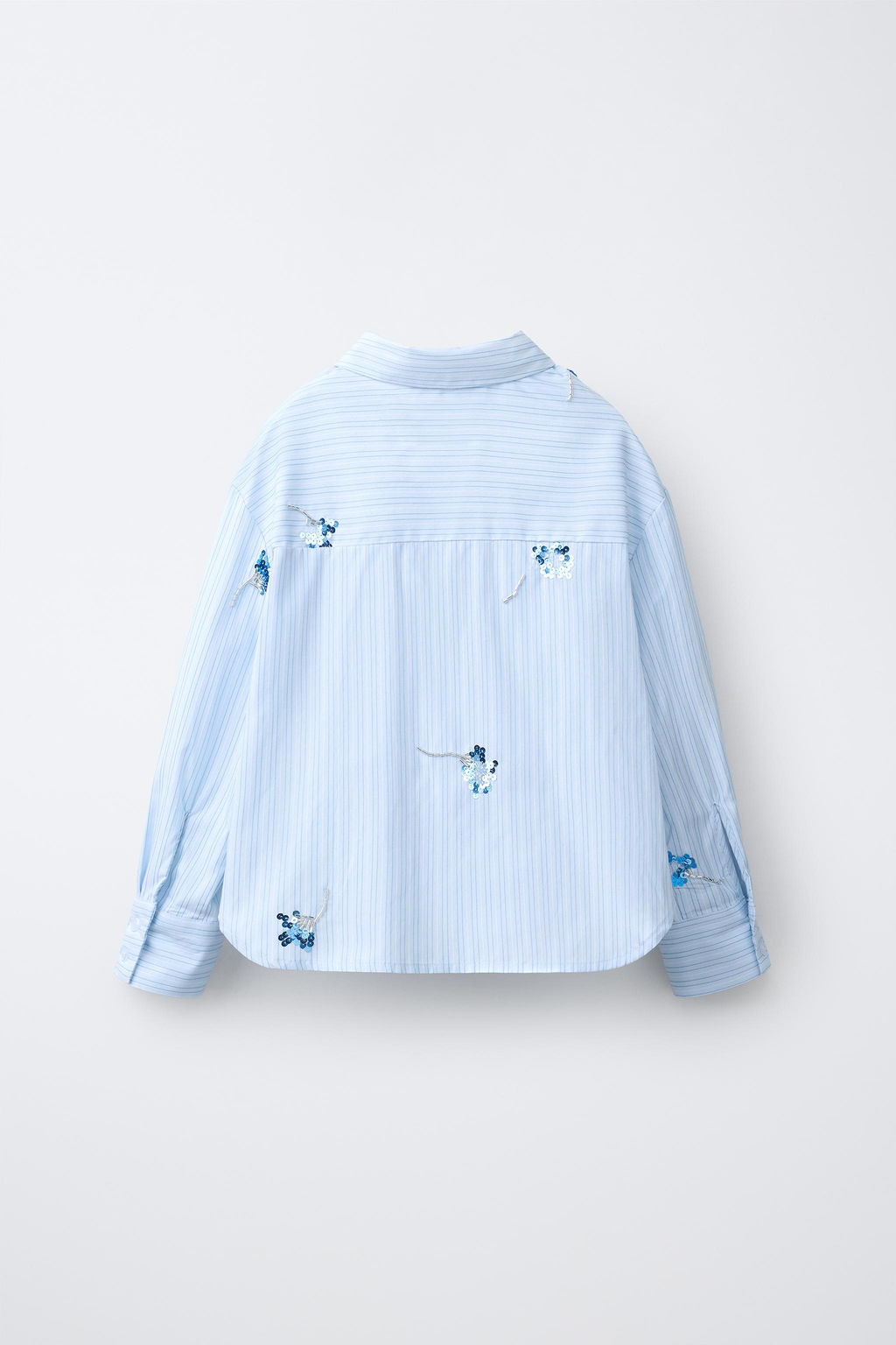 CAMISA Y TOP RAYAS FLORES LENTEJUELAS / Azul - Zara фото 3