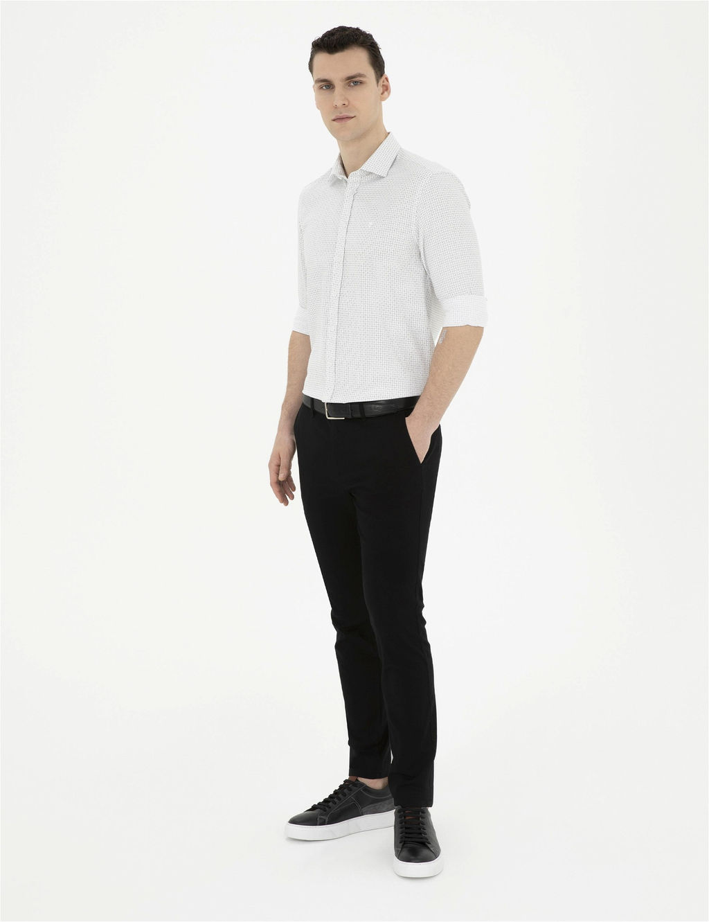 Siyah Slim Fit Kanvas Pantolon