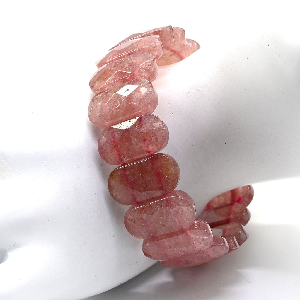 Браслет граненый 20*10мм из клубничного кварца