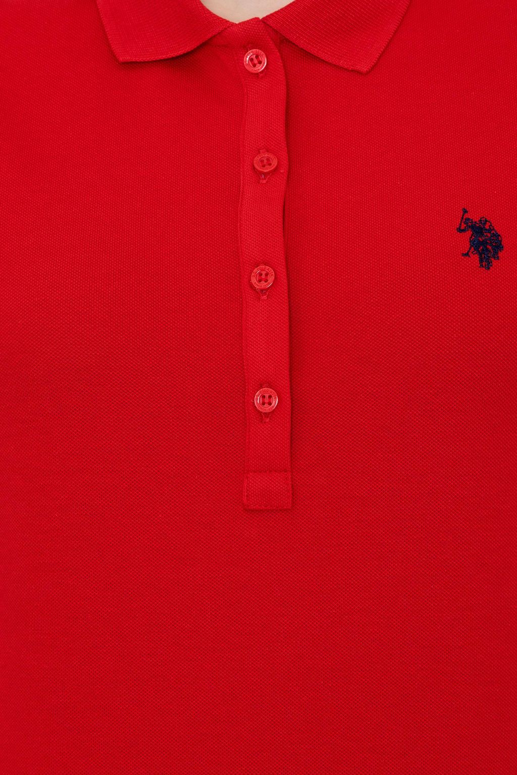 Женская базовая красная футболка с воротником поло Basic - U.s. polo assn фото 6