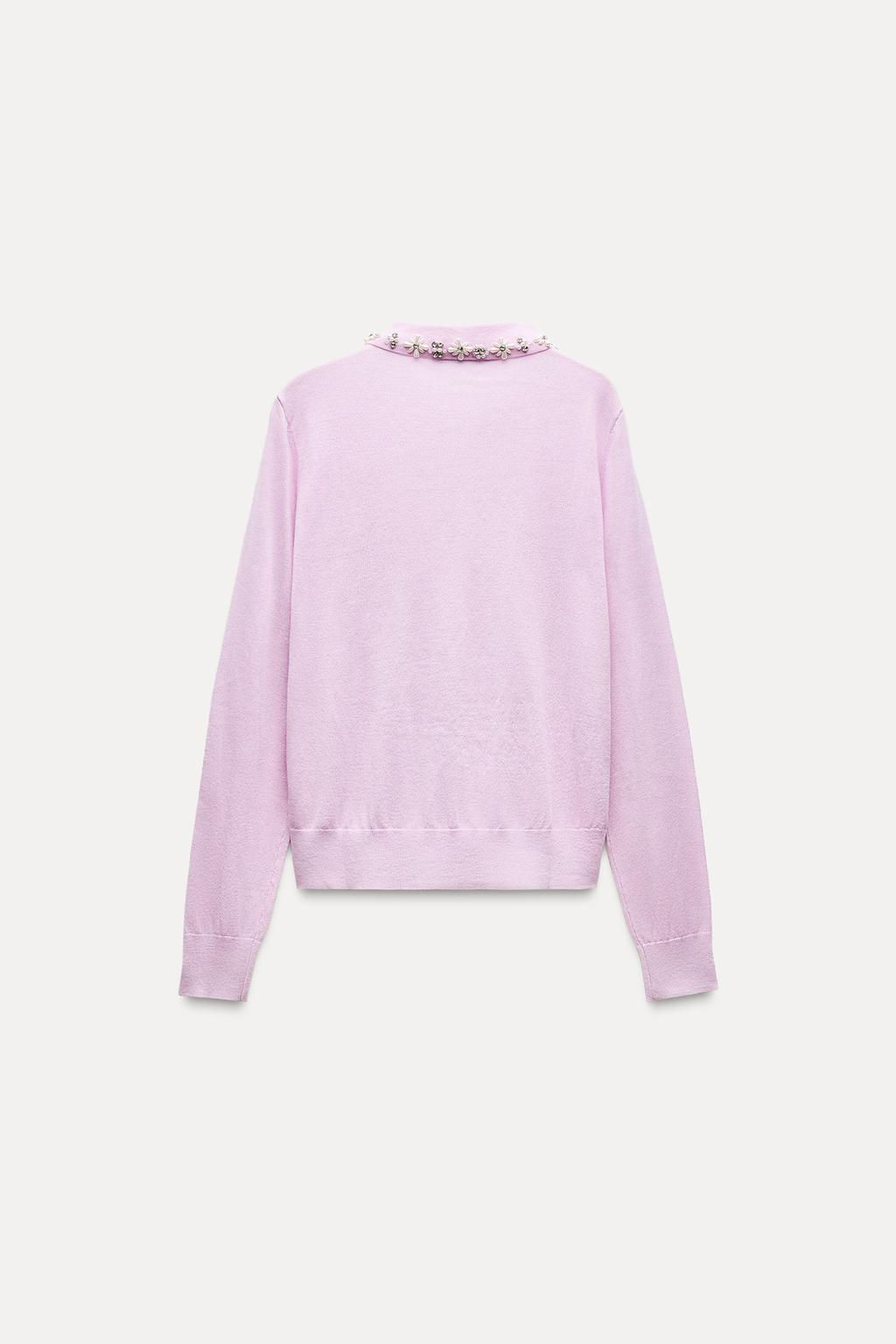 KNIT POLO NECK JUMPER WITH FAUX PEARLS - Zara фото 5