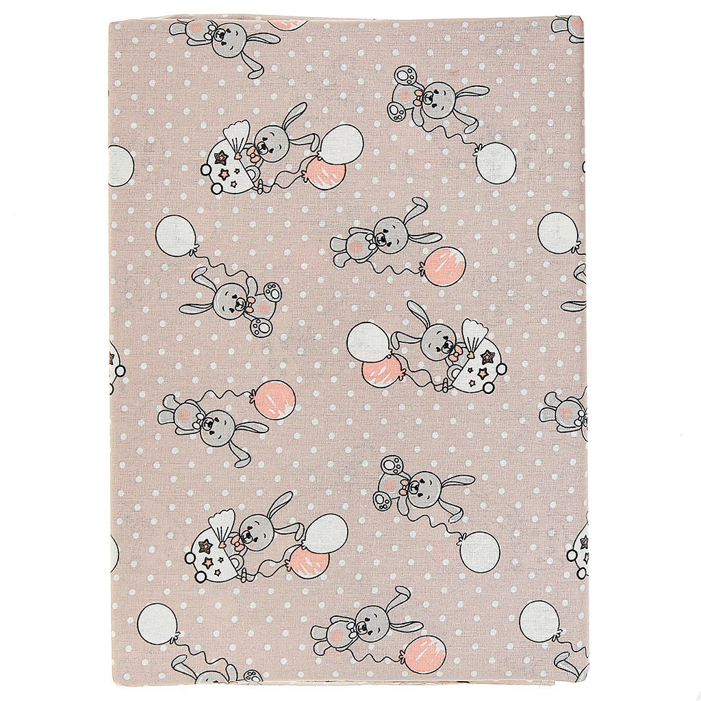Простыня ясельная 100х150см Зайчишки, бежевый, бязь 121г/м2, хлопок 100%, упаковка классическая ПВХ 28х41см, Домашняя мода (Россия)  фото 3