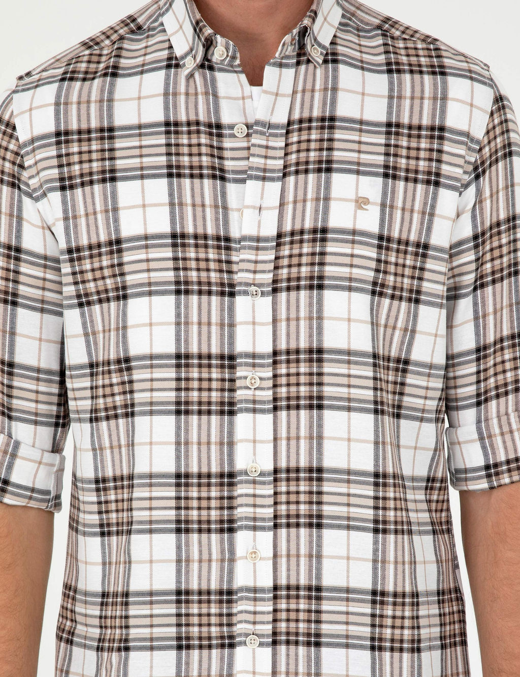 Kahverengi Ekose Slim Fit Uzun Kollu G_mlek