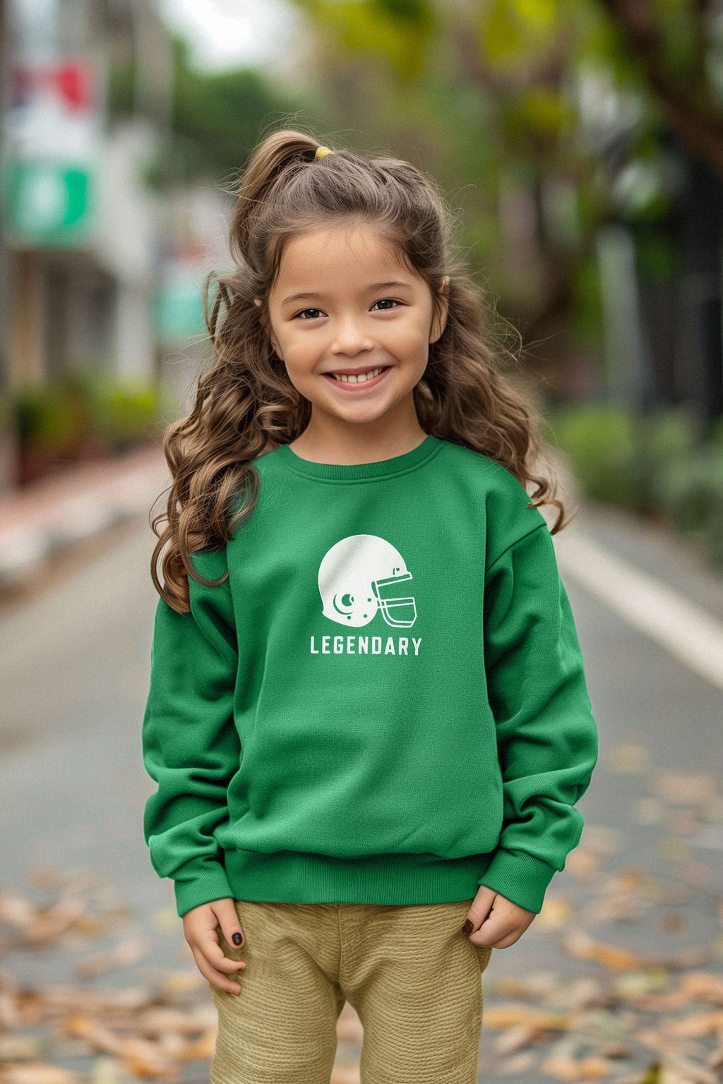 Yesil Unisex Bisiklet Yaka Desenli Orme Sweatshirt TKDAW25SW00005