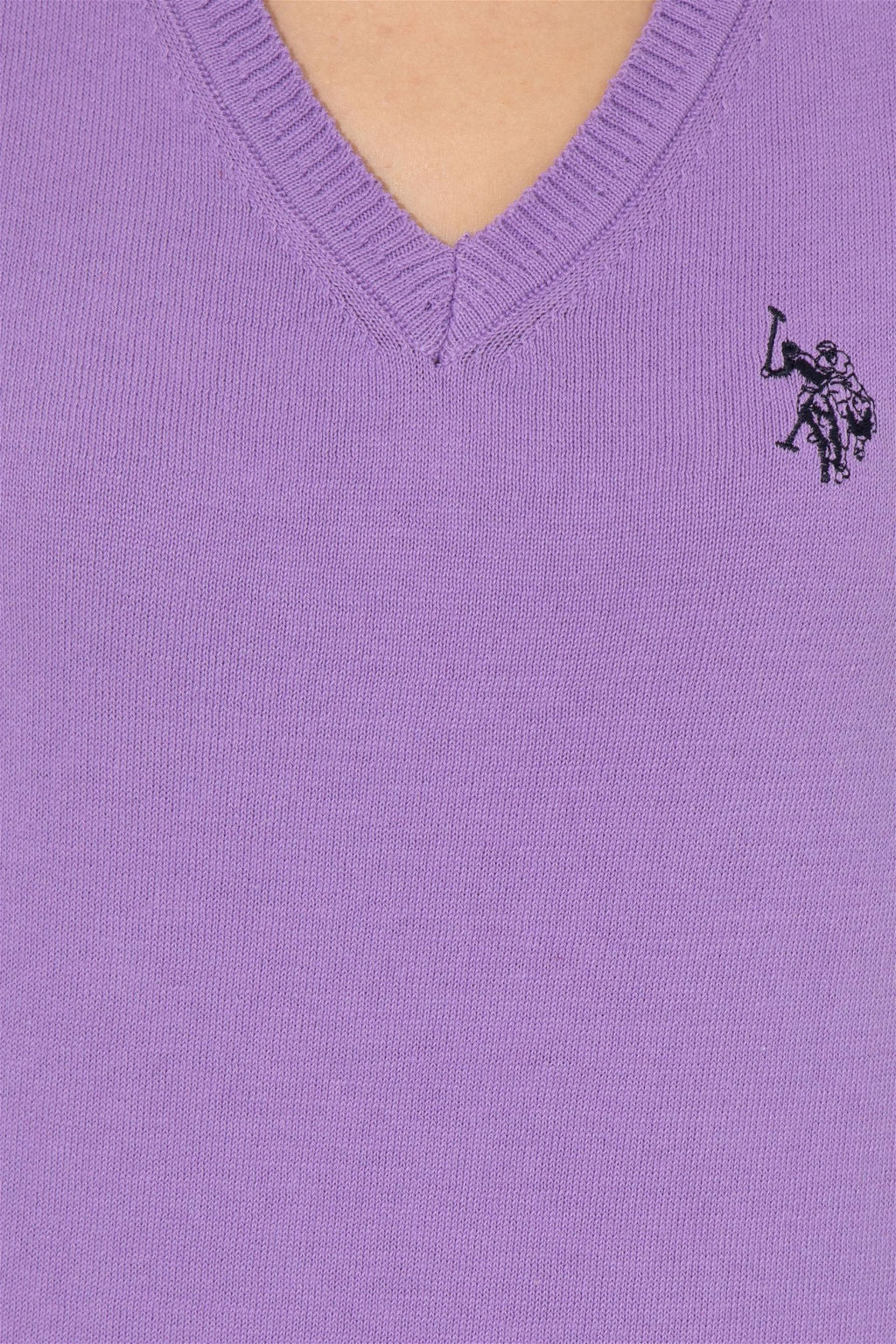 U. S. Polo Assn Женский сиреневый базовый свитер с v-образным вырезом - U.s. polo assn фото 12