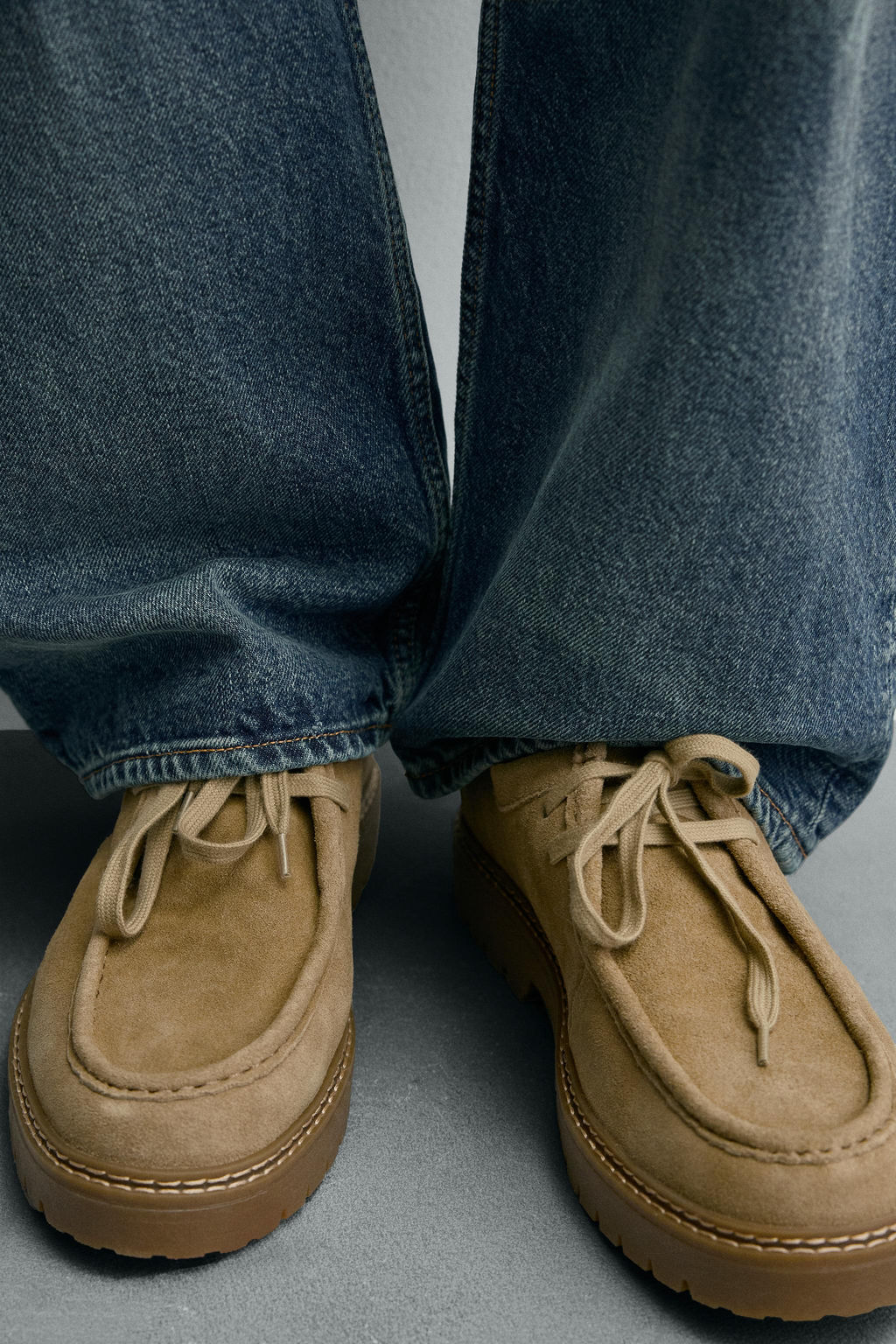 LEATHER MOC TOE SHOES - Zara фото 3