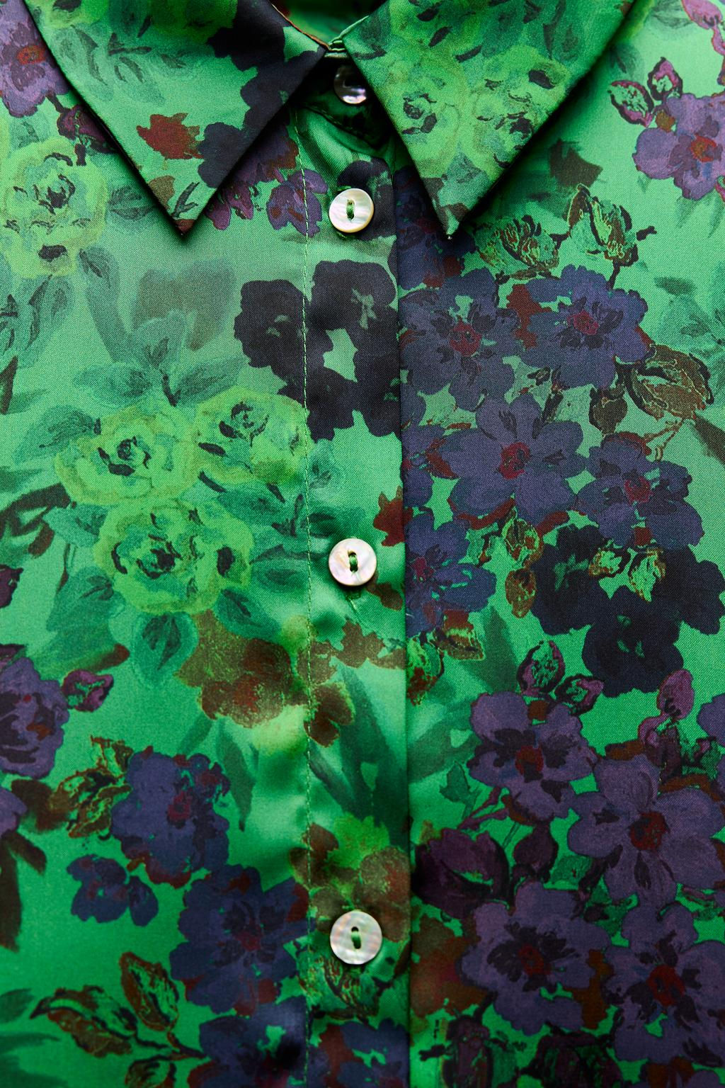 SATIN FLORAL PRINT SHIRT - Zara фото 4