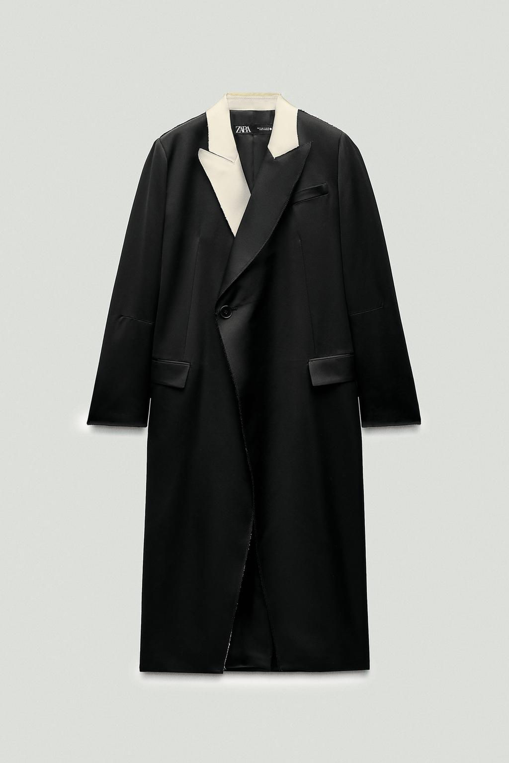 SATIN COAT WITH CONTRAST COLLAR ZW COLLECTION - Zara фото 9