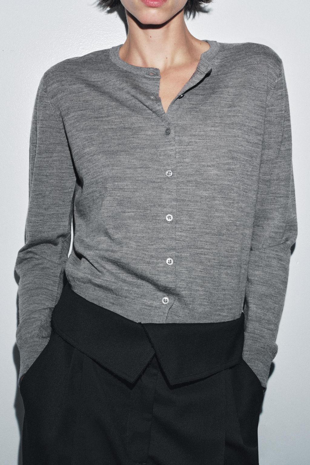 100% WOOL PLAIN KNIT CARDIGAN - Zara фото 2