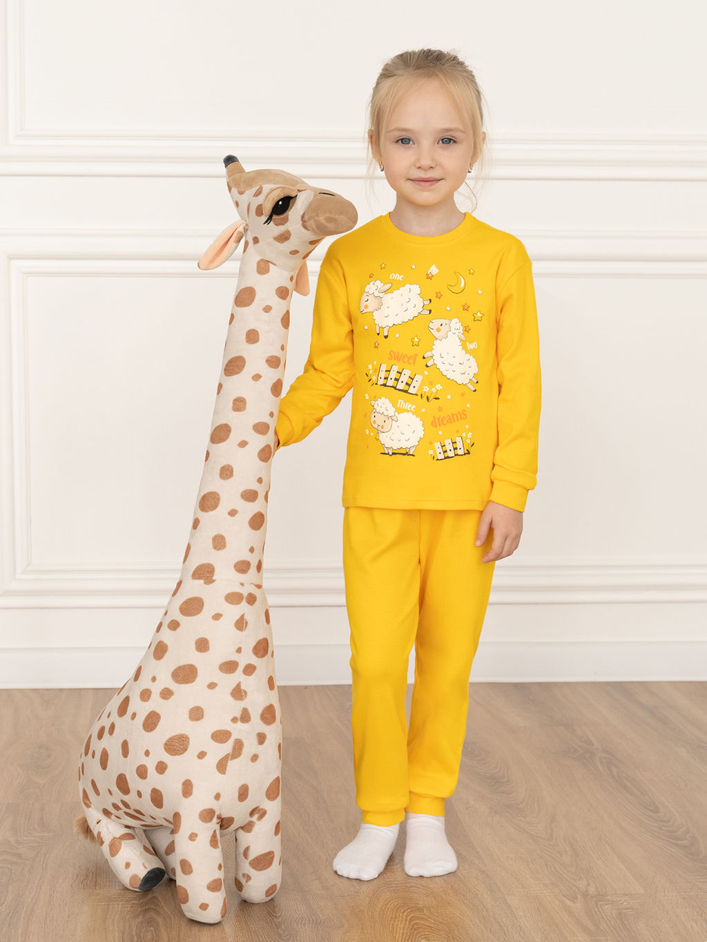 Пижама детская желтая овечки