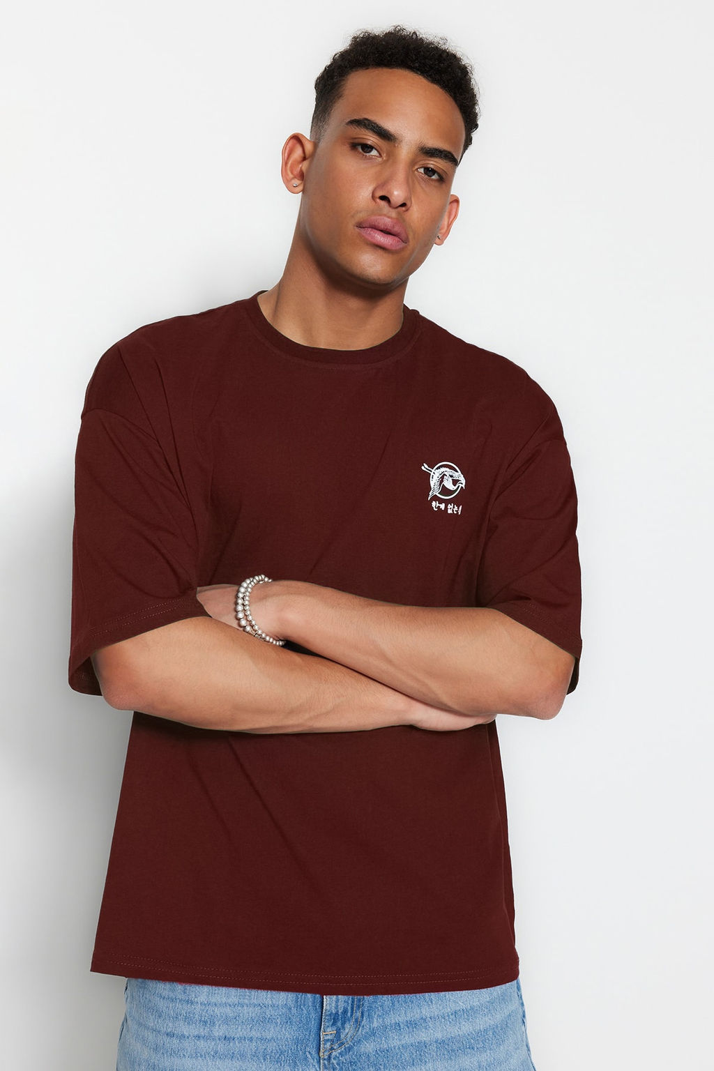 TRENDYOL MAN Lacivert Oversize/Genis Kesim Uzak Dogu Bask?l? K?sa Kol %100 Pamuklu T-Shirt TMNSS23TS00170 - Trendyolmilla фото 27