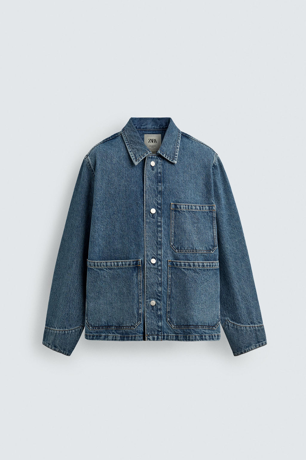 CAZADORA DENIM RELAXED FIT BOLSILLOS / Azul medio - Zara фото 9
