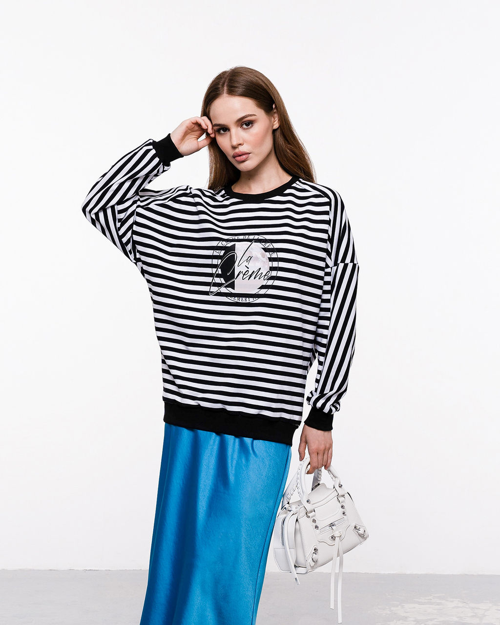 Свитшот хлопковый полосатый с наклейкой, тельняшка - Elena sorti фото 14