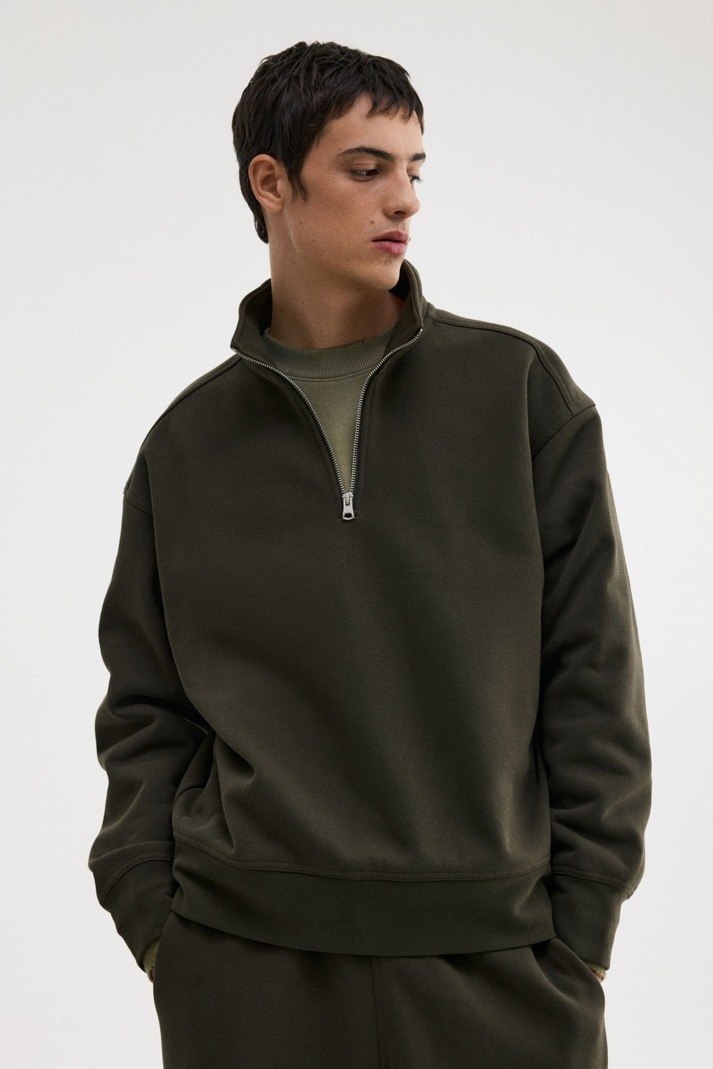 Sudadera con media cremallera Loose Fit - H&m фото 5