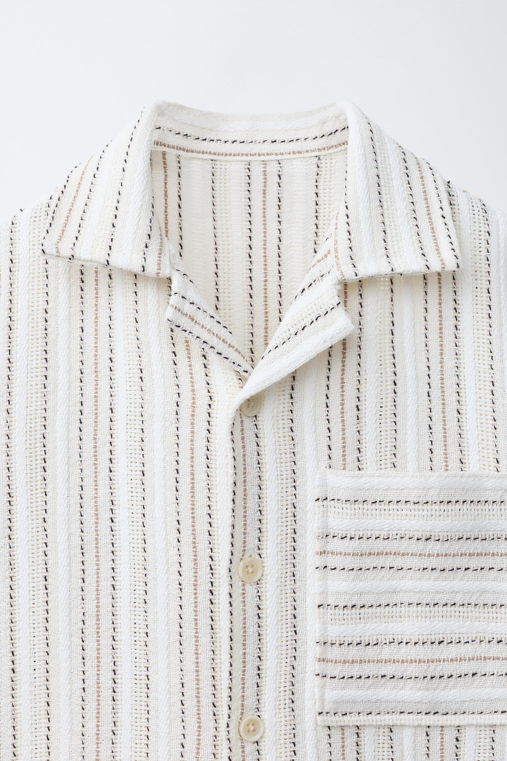 CAMISA BOWLING ESTAMPADO RAYAS / Crudo - Zara фото 3