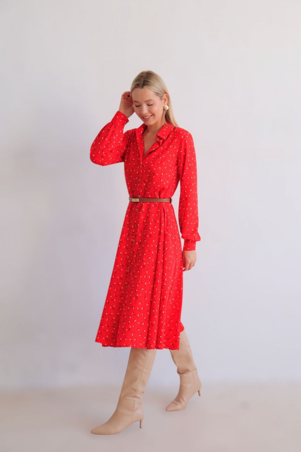 Martichelli Платье-рубашка красное  фото 2